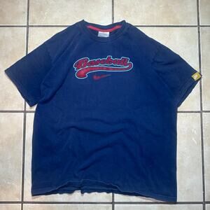 Vintage Y2K Nike Baseball Center Swoosh Blue T-Shirt Mens Size XL